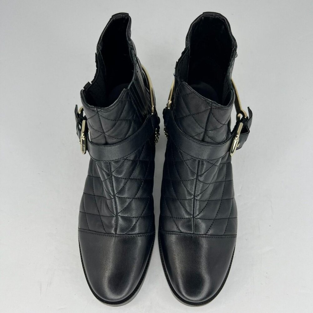 Karl Lagerfeld Womens Paris Marisol Quilted Harness Buckled Chain Size 7 Booties - Picture 4 of 9